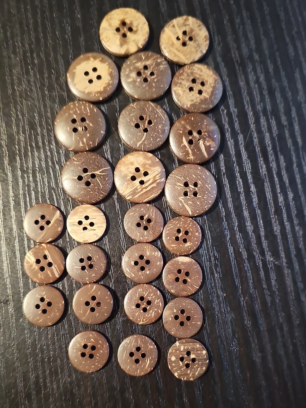26-Piece Natural Coconut Shell Button Lot – Mixed Sizes – Rustic Sewing & Crafts